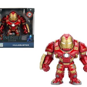 Hulkbuster toy figure with detailed red armor, arc reactor, and premium collectible packaging.