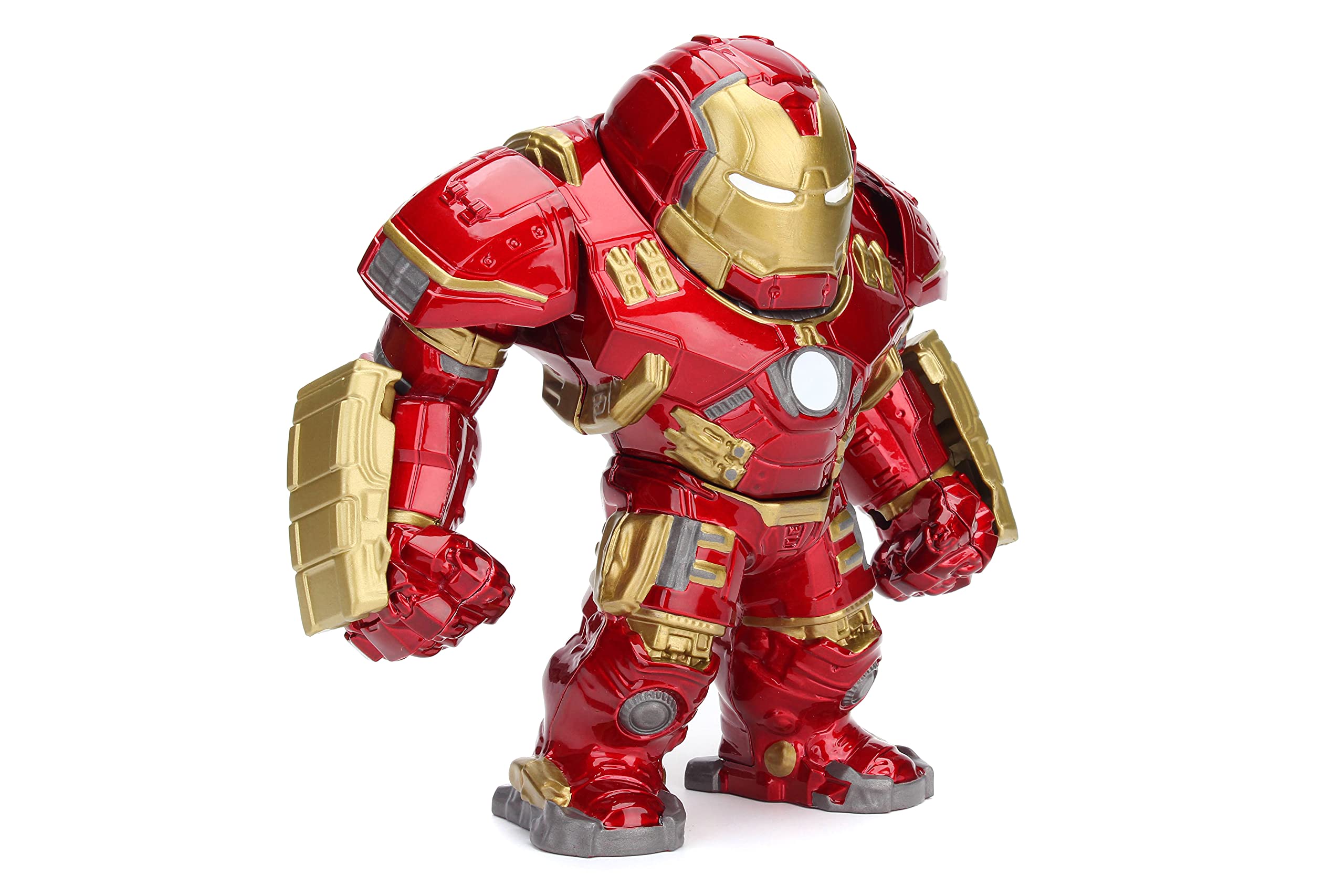 Dynamic Iron Man action figure in vibrant red and gold armor, showcasing strength and detail.