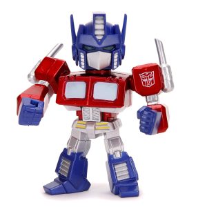 Charming chibi Optimus Prime toy figure in action pose, blending nostalgia and playfulness.