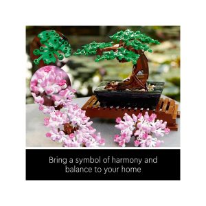 Elegant bonsai tree with cherry blossoms, symbolizing harmony and perfect for home decor.