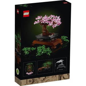 LEGO Bonsai Tree Set: Elegant model with pink blossoms and textured trunk, perfect for collectors.