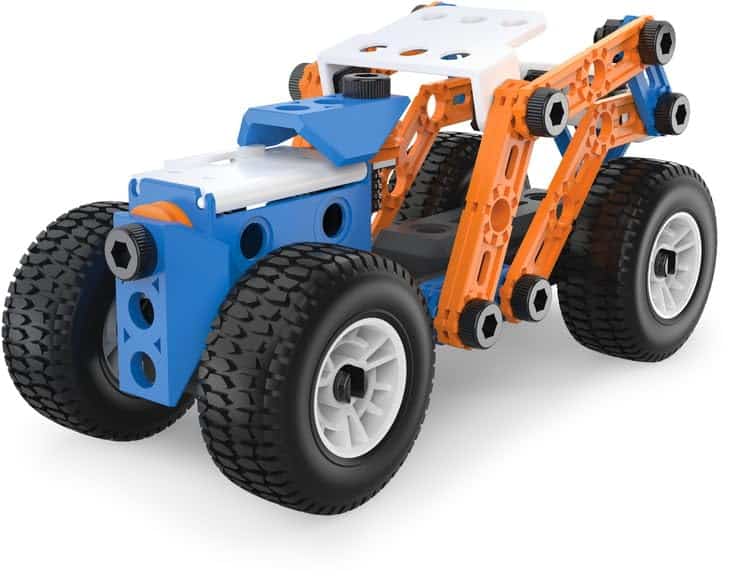 Vibrant modular vehicle kit promoting creative engineering and hands-on learning for kids.
