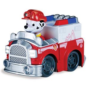 Colorful Dalmatian fire truck toy for kids, inspiring imaginative firefighting adventures and play.