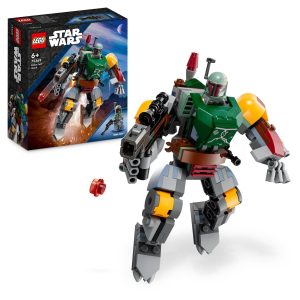 LEGO Boba Fett set featuring detailed figure and vibrant Star Wars-themed packaging with accessories.
