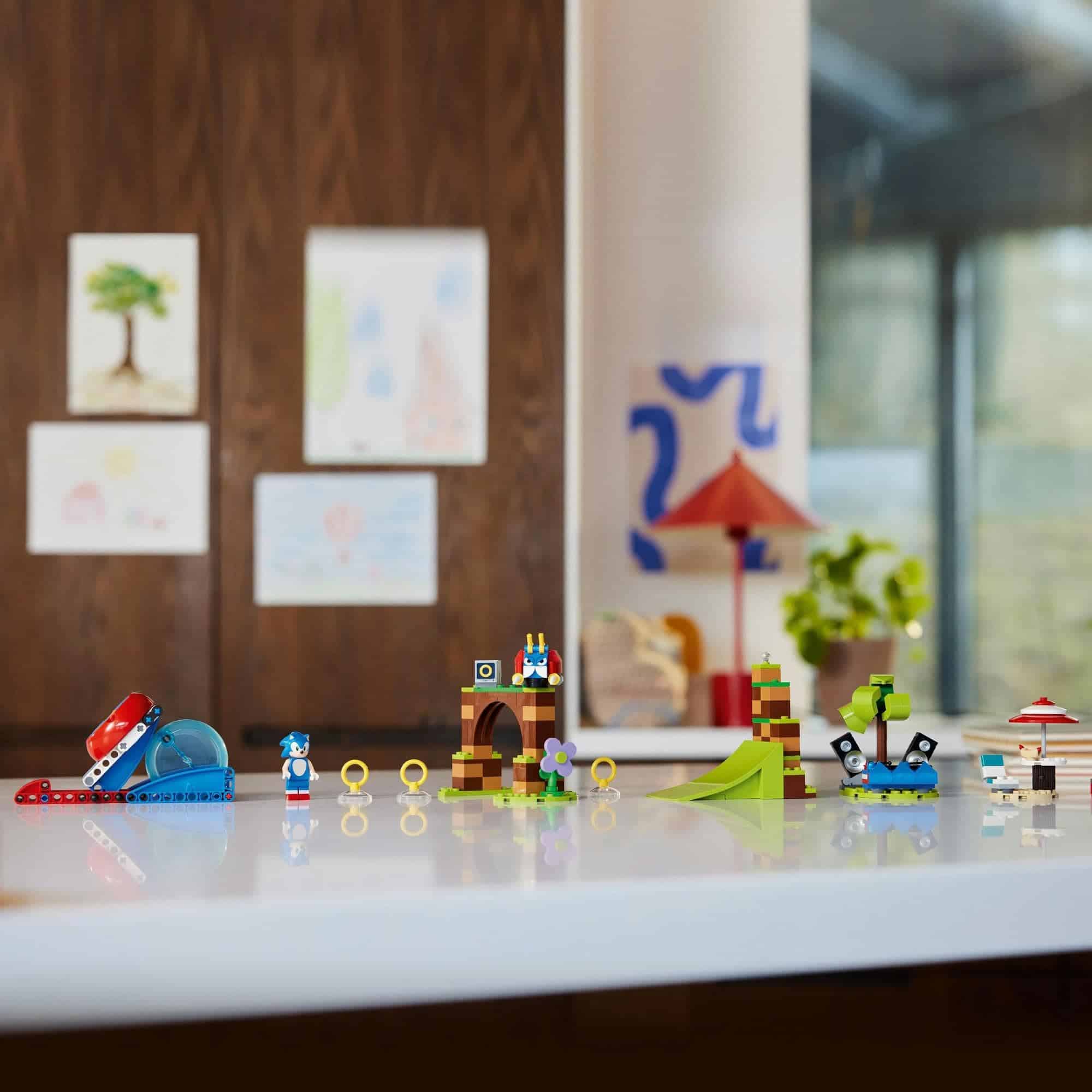 Colorful toy playground scene with slide, rings, and gazebo for imaginative childrens play.