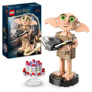 LEGO Dobby the House-Elf with festive cake, celebrating friendship from the Harry Potter series.