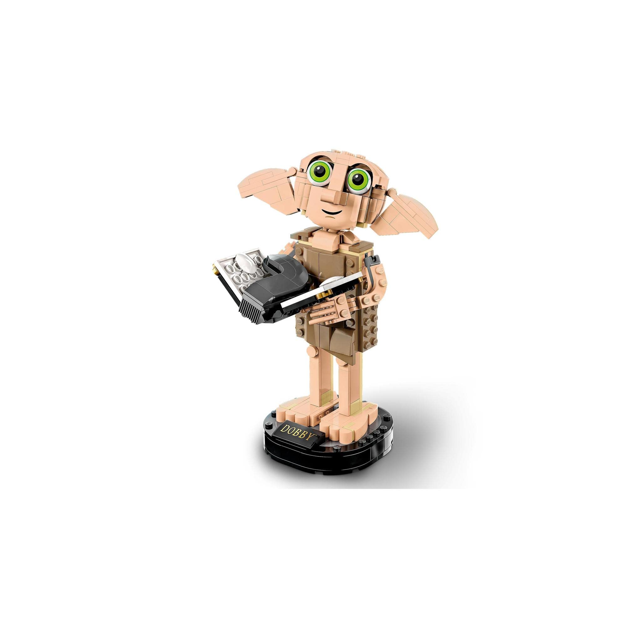 Whimsical wizard figure with vibrant green eyes, oversized ears, and an artifact, perfect for collectors.