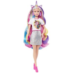 Colorful unicorn doll with vibrant hair, sparkly outfit, and playful accessories for imaginative play.