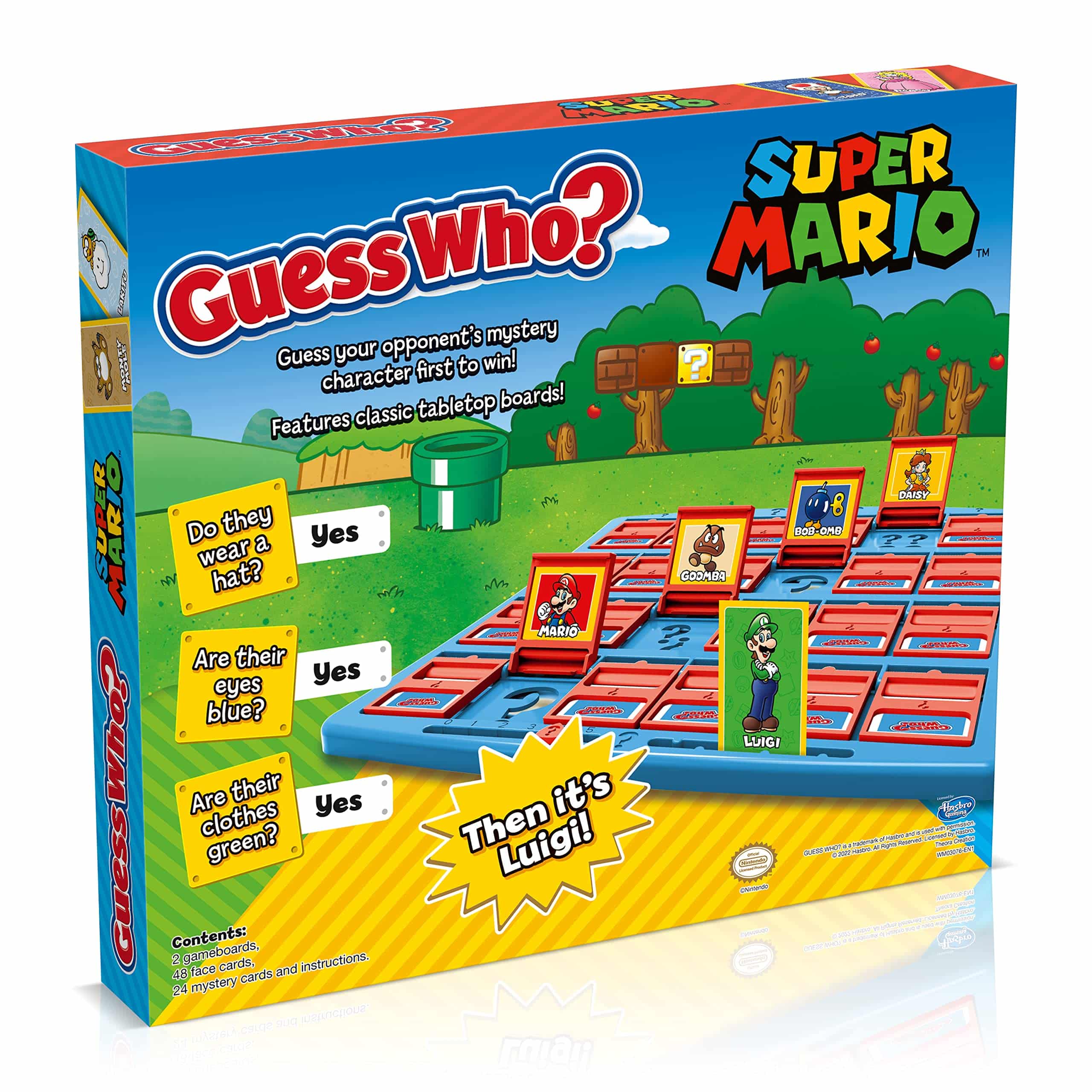 Super Mario Guess Who? board game with colorful design and engaging character guessing questions.