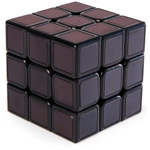 Sleek matte black Rubiks Cube: minimalist design meets precision and functionality for puzzle enthusiasts.