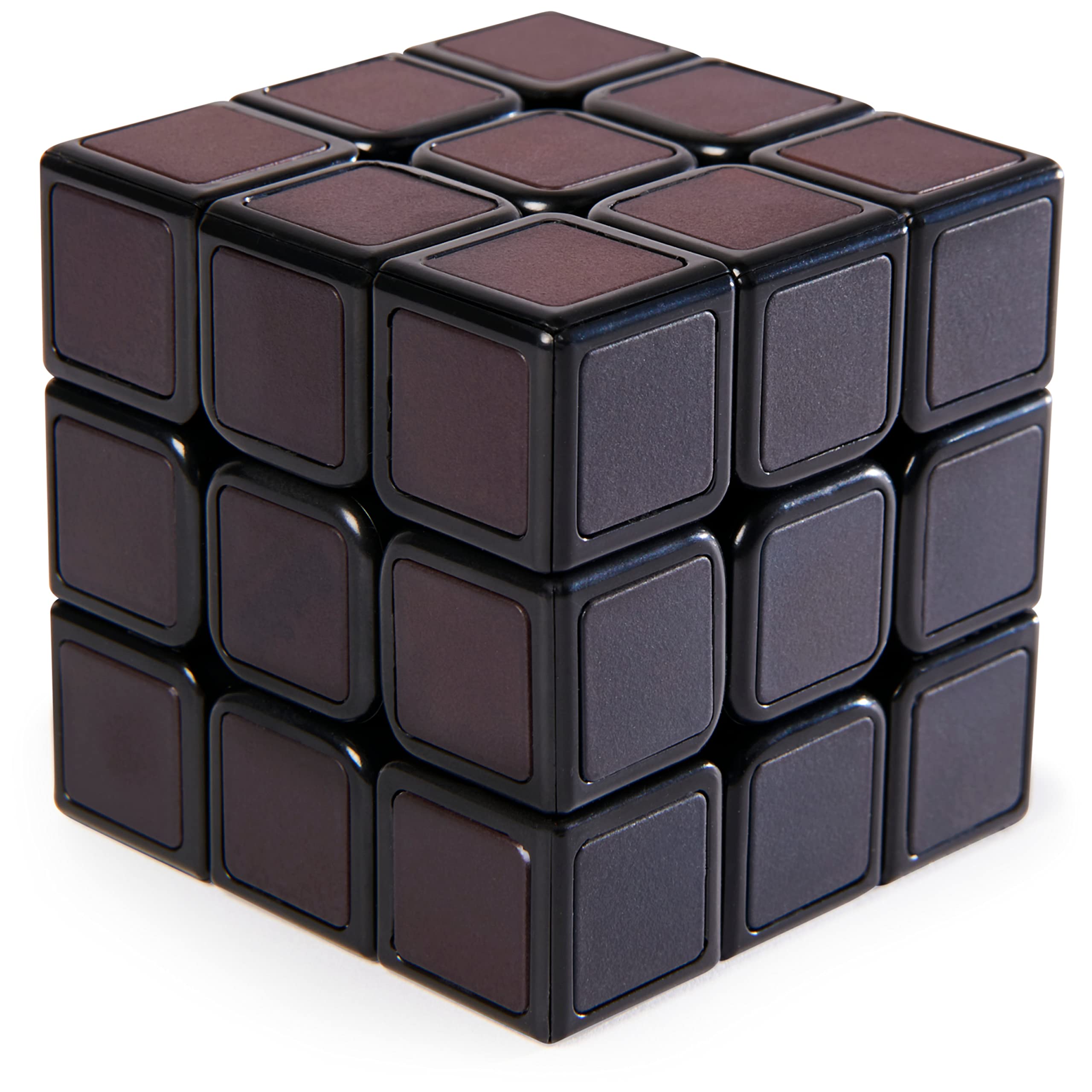 Sleek matte black Rubiks Cube: minimalist design meets precision and functionality for puzzle enthusiasts.
