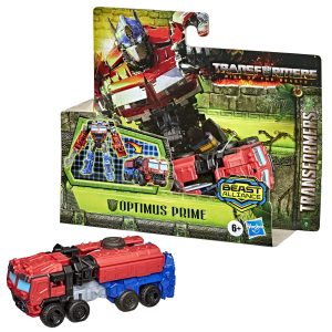 Optimus Prime Beast Alliance toy model in vibrant red and black, perfect for Transformers fans.