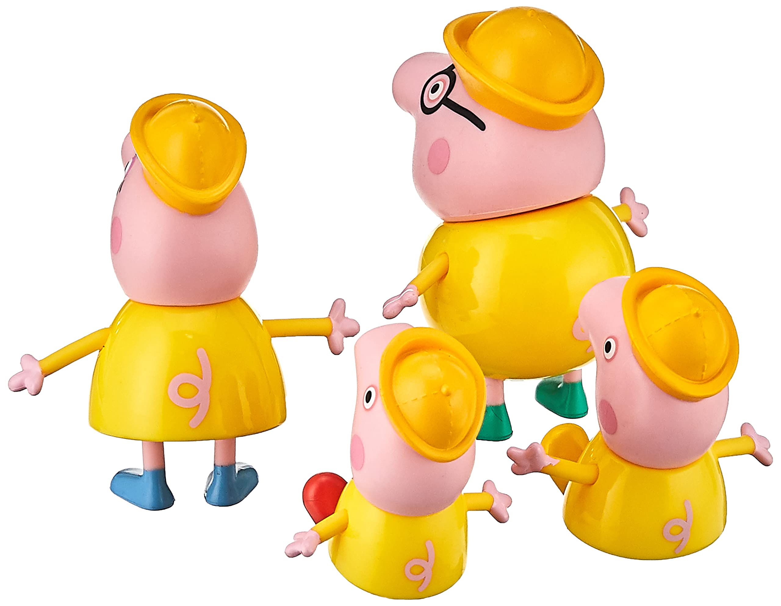 Adorable pink characters in yellow outfits radiate joy and whimsy for childrens imagination.