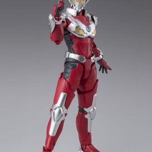 Dynamic red superhero action figure ready for battle, featuring a sleek design and detailed helmet.