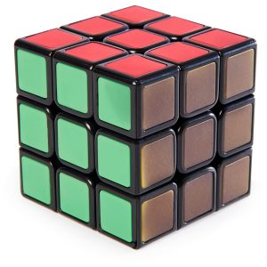 Partially scrambled Rubiks Cube in vibrant colors, showcasing its classic puzzle design and challenge.