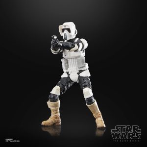 Star Wars Stormtrooper action figure in dynamic pose, showcasing iconic design and glossy detail.
