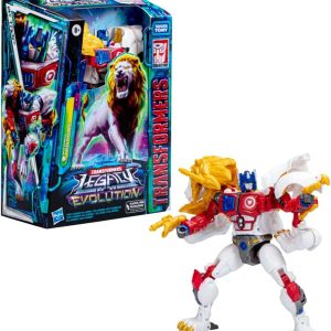 Transformers Legacy Evolution Lion Toy Figure: detailed robot-to-lion design in vibrant packaging.