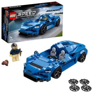 McLaren LEGO Set 1.0.0: Build a blue sports car with racing mini-figure and accessories.