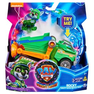 PAW Patrol Rocky Construction Vehicle Playset with interactive features for imaginative play.
