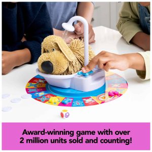 Engaging board game featuring a fluffy dog, vibrant design, and enthusiastic players enjoying fun together.