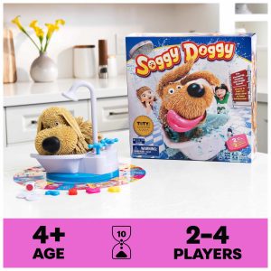 Soggy Doggy game with a plush dog in a colorful bathtub, perfect for kids interactive play.