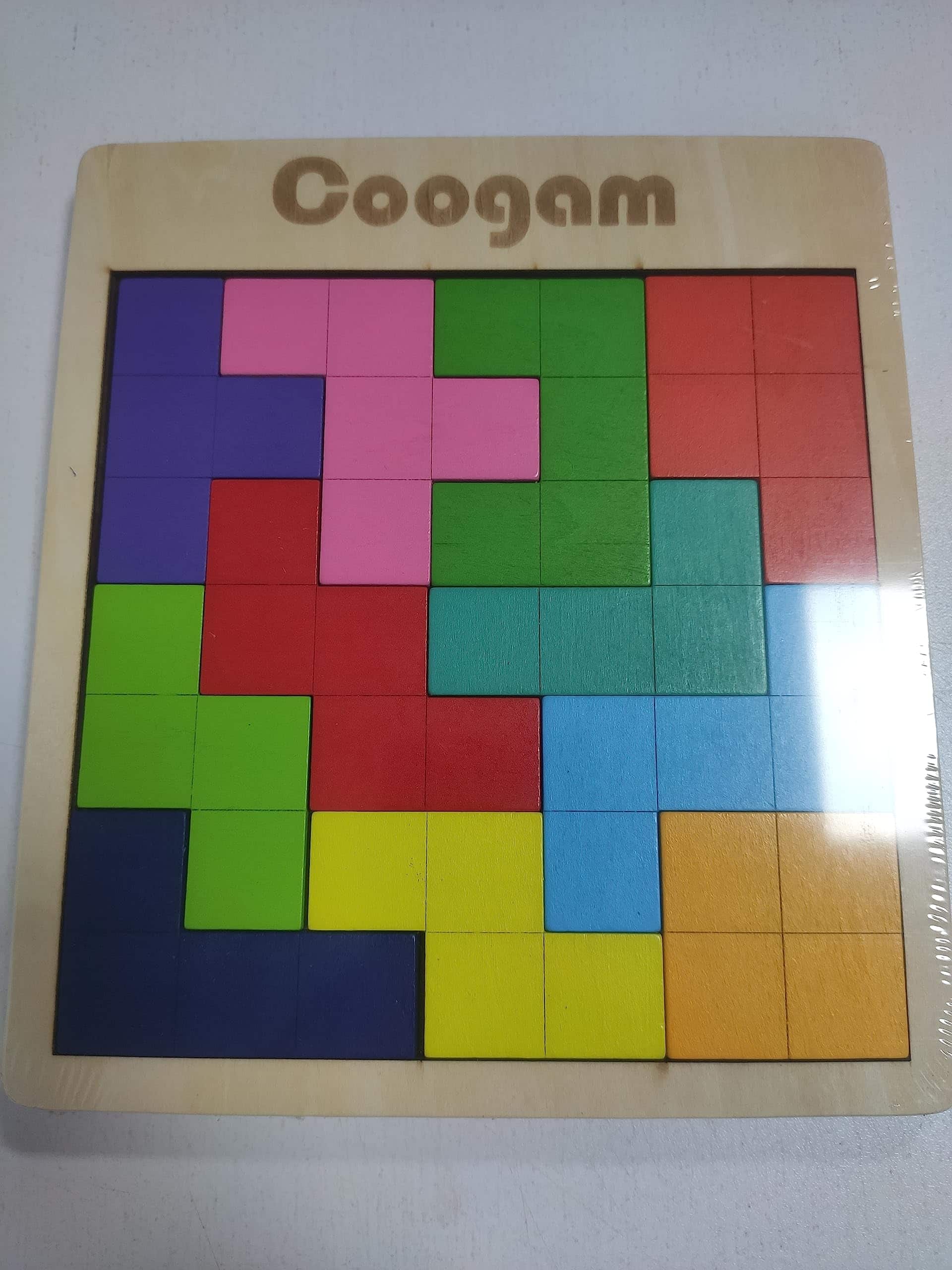 Bright wooden puzzle for cognitive development, featuring colorful geometric shapes for creative play.