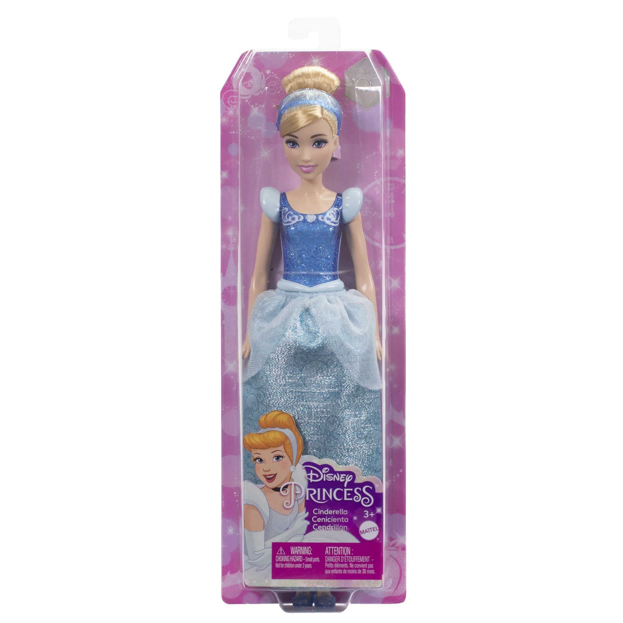 Charming Cinderella doll in sparkling blue gown, perfect for young dreamers and Disney collectors.