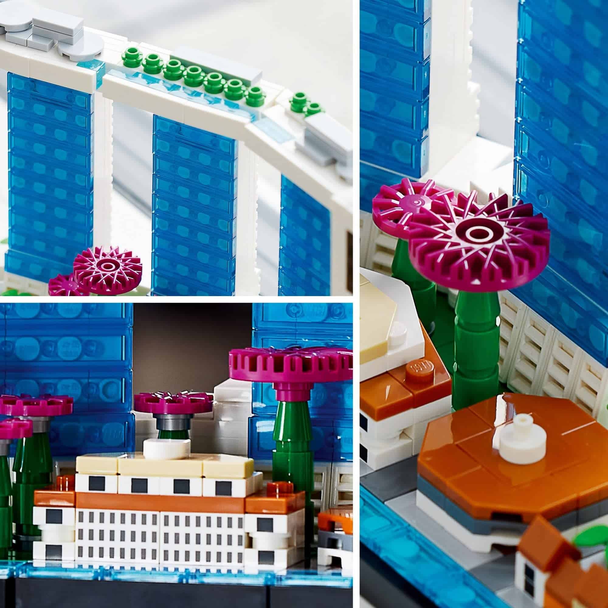 Futuristic architectural model blending sleek glass design with vibrant greenery and colorful flora.