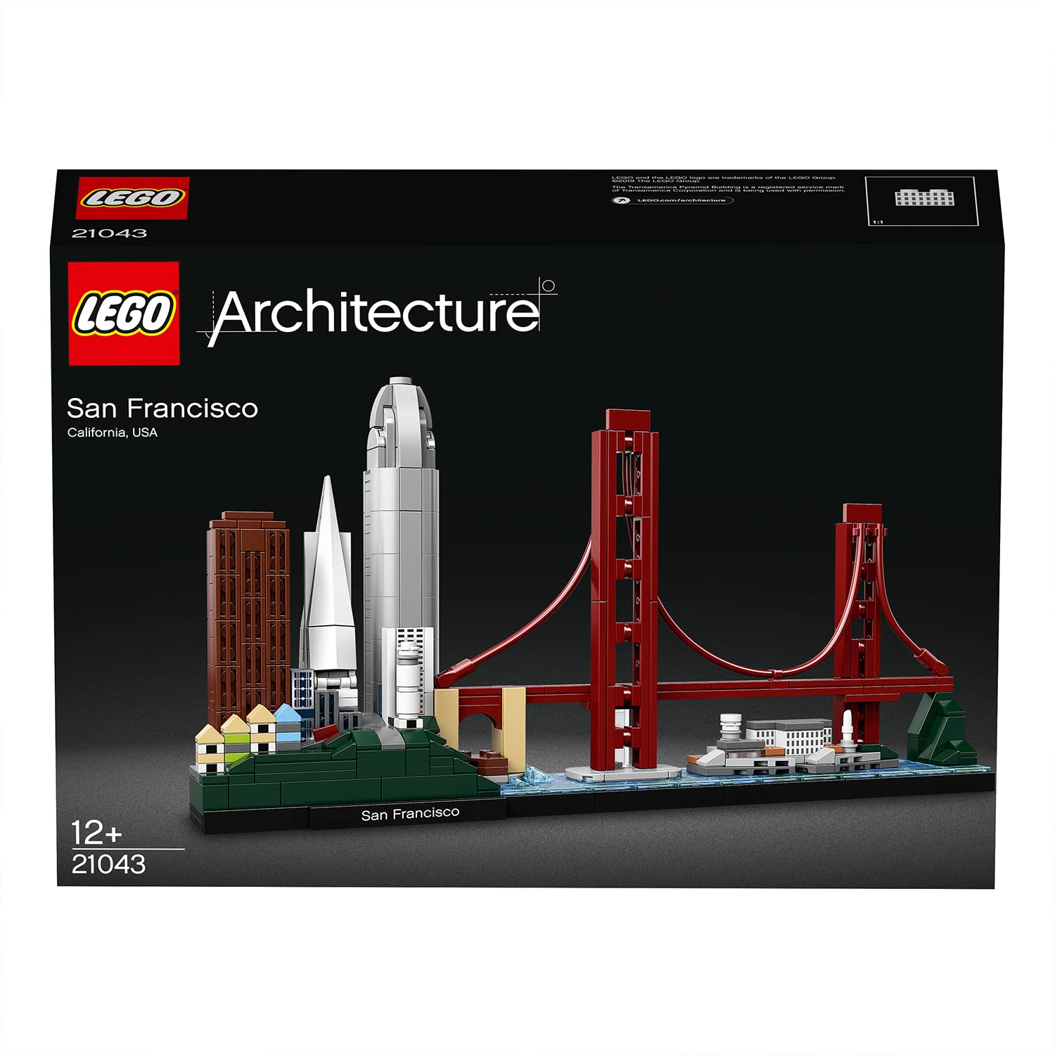 LEGO Architecture San Francisco Set 21043 showcases iconic landmarks like the Golden Gate Bridge.