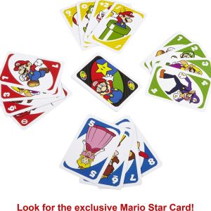 Vibrant Super Mario playing cards featuring iconic characters and a collectible star card.