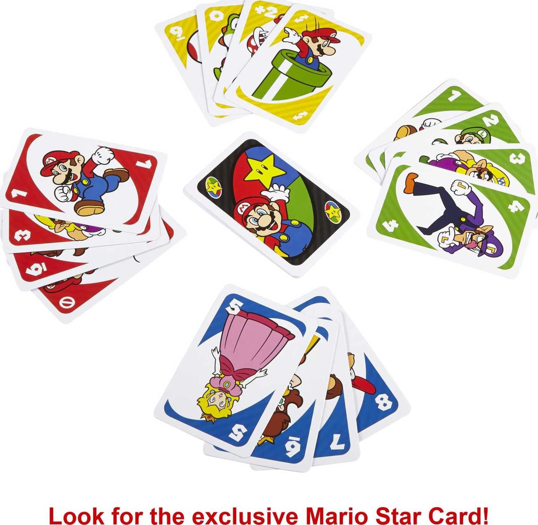Vibrant Super Mario playing cards featuring iconic characters and a collectible star card.