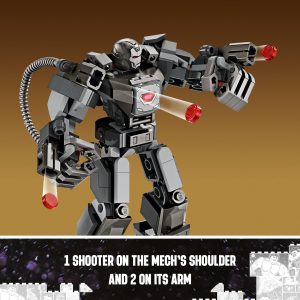 Stylized mech figure in dynamic pose, featuring armaments, perfect for collectors and sci-fi fans.
