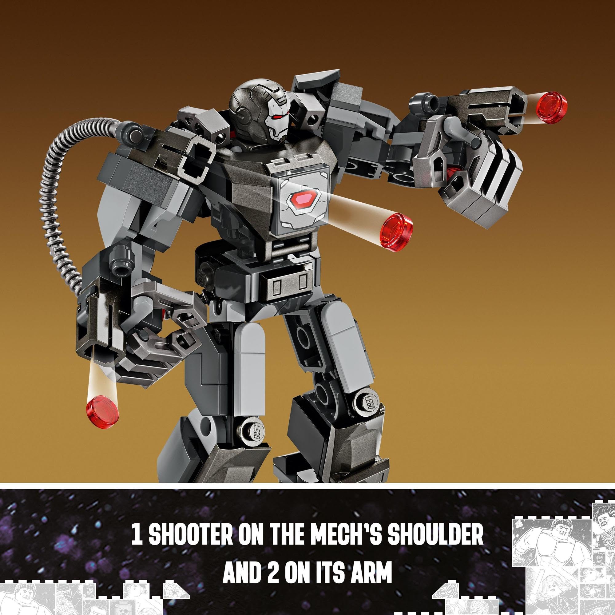 Stylized mech figure in dynamic pose, featuring armaments, perfect for collectors and sci-fi fans.
