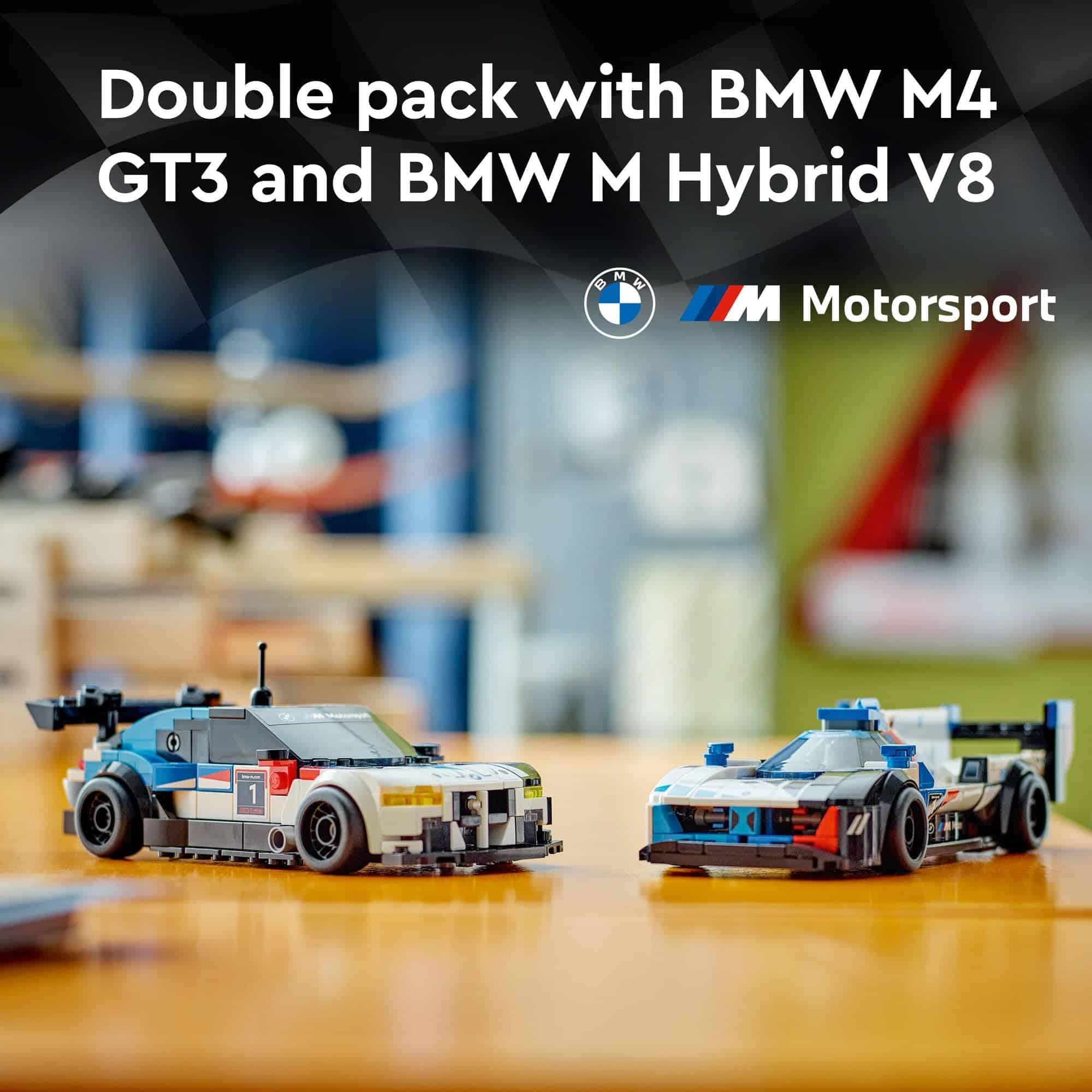 BMW M4 GT3 and M Hybrid V8 model cars in a collectible double pack.