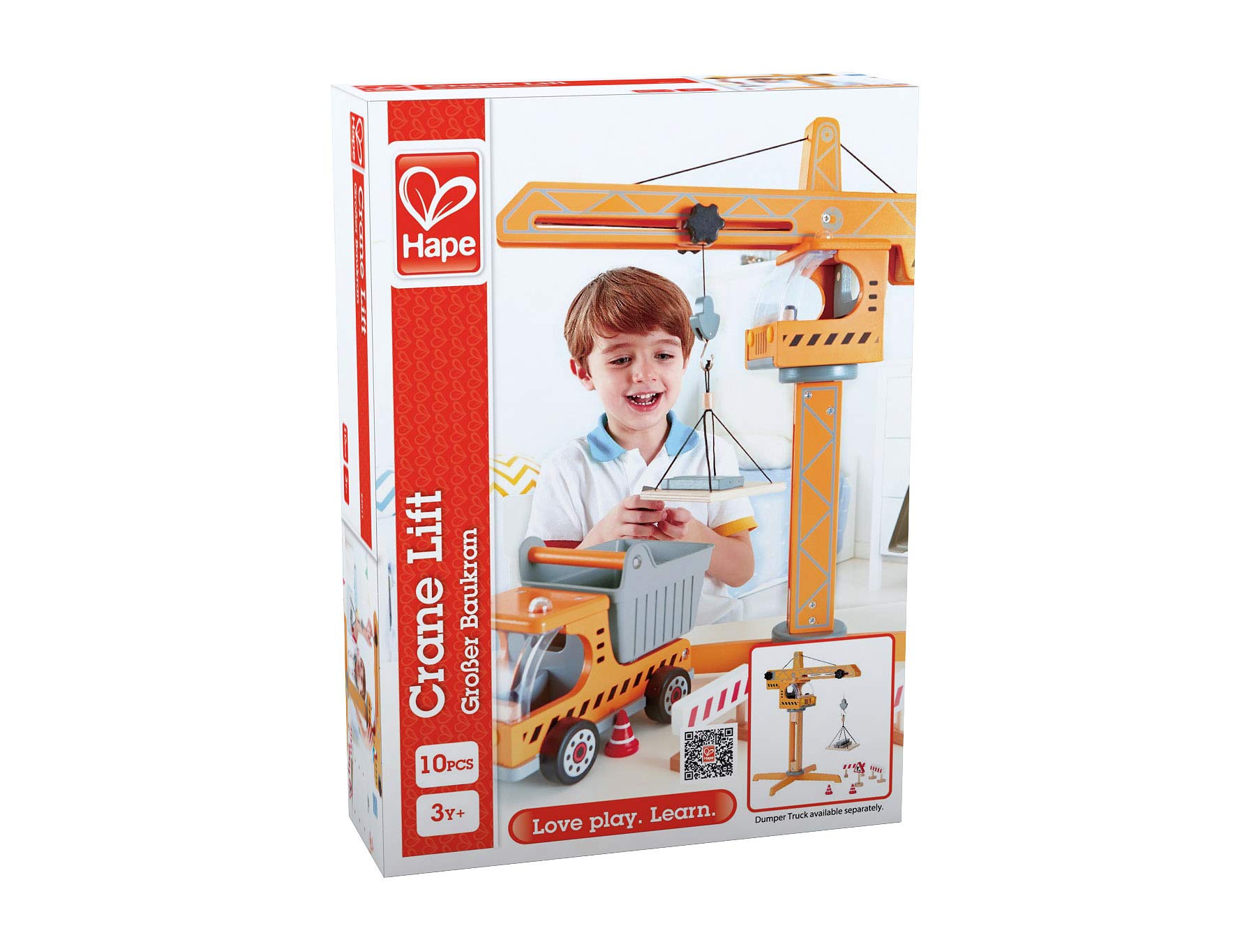 Hape Crane Lift toy promotes creative play and learning with interactive construction fun.