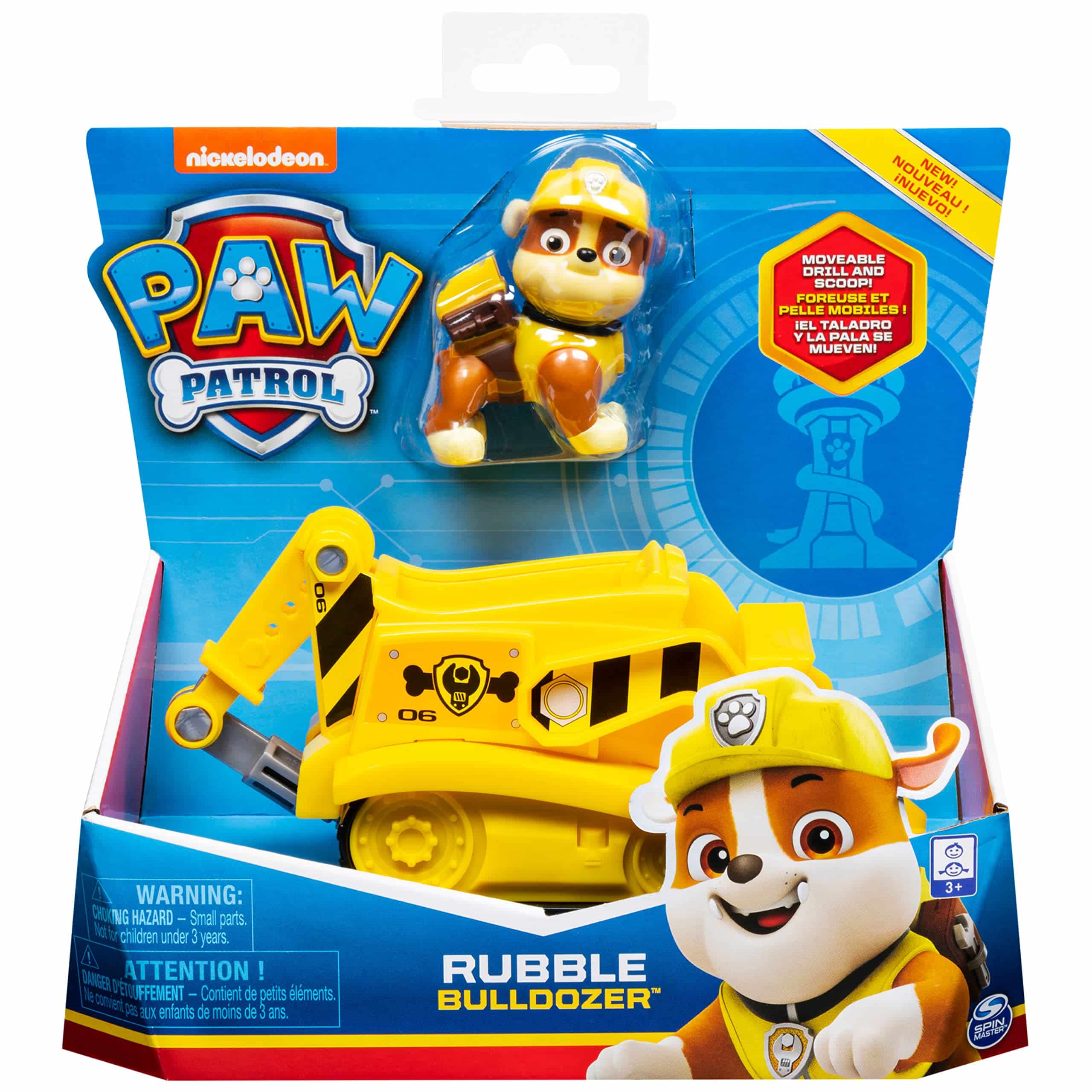 Rubble construction toy with bulldozer from Paw Patrol, perfect for imaginative play.