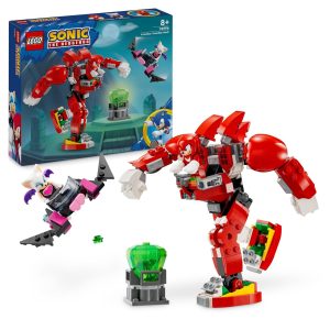 LEGO Sonic Adventures features Knuckles in action with a vibrant green Chaos Emerald and villain.