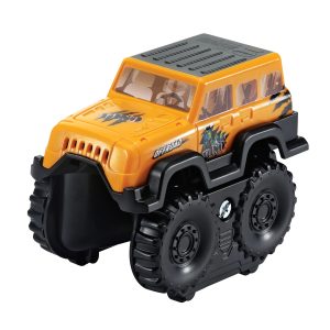 Vibrant orange and black off-road toy vehicle designed for imaginative play and exploration.