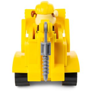 Bright yellow construction vehicle toy with worker figurine, designed for imaginative play and fun.