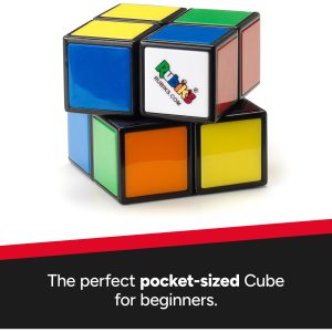 Colorful pocket-sized Rubiks Cube designed for beginners, perfect for fun and easy puzzle-solving.