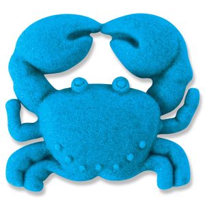 Vibrant blue cartoon crab with playful features, perfect for childrens content and decor.