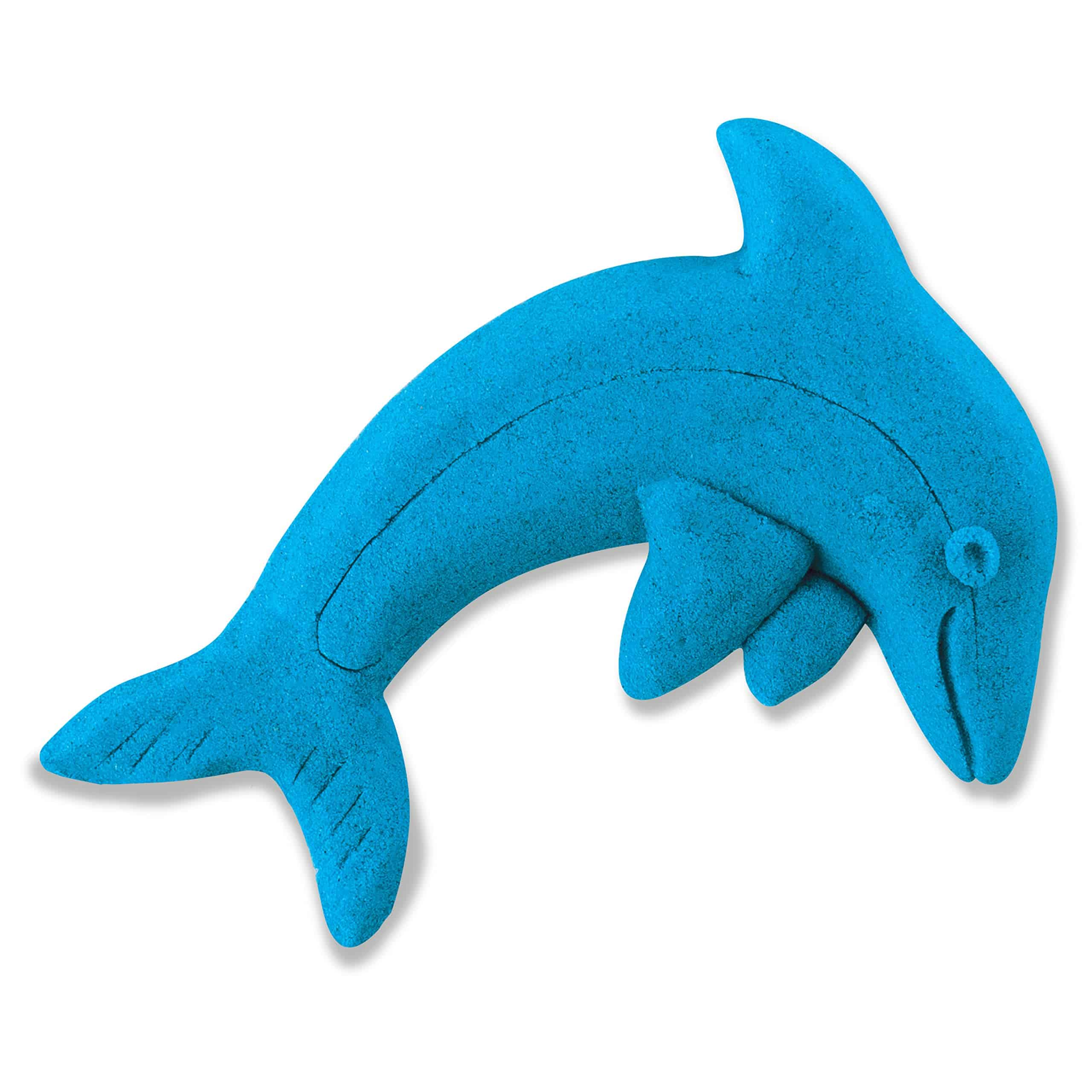 Bright blue dolphin toy, perfect for playful learning and imaginative fun for kids.