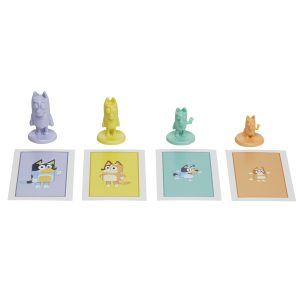 Whimsical pastel animal figurines with illustrated cards create a joyful, colorful display.