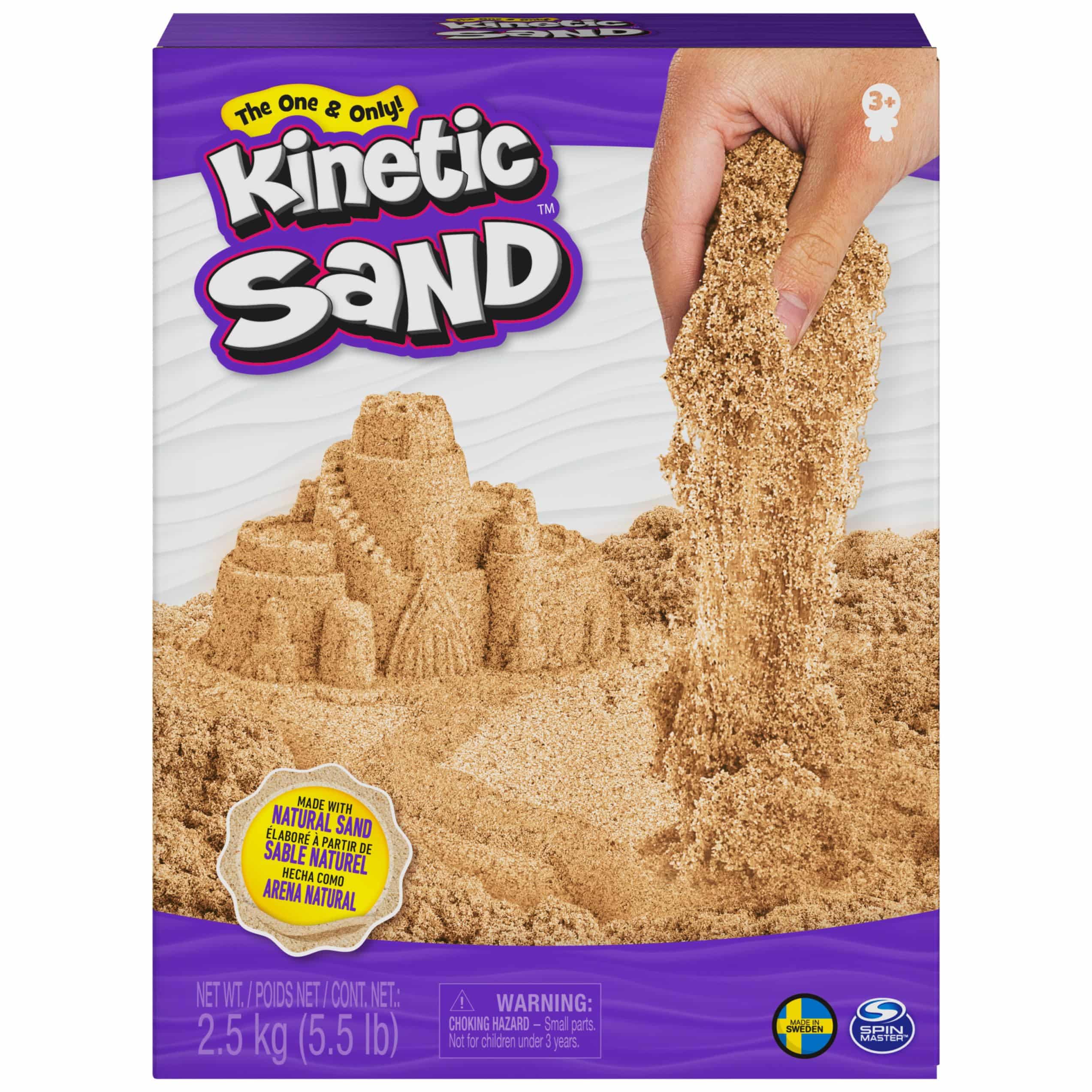 Kinetic Sand 2.5kg package: colorful, safe, and fun for creative play and molding activities.