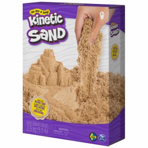 Colorful Kinetic Sand packaging demonstrating tactile play for creative, imaginative fun.