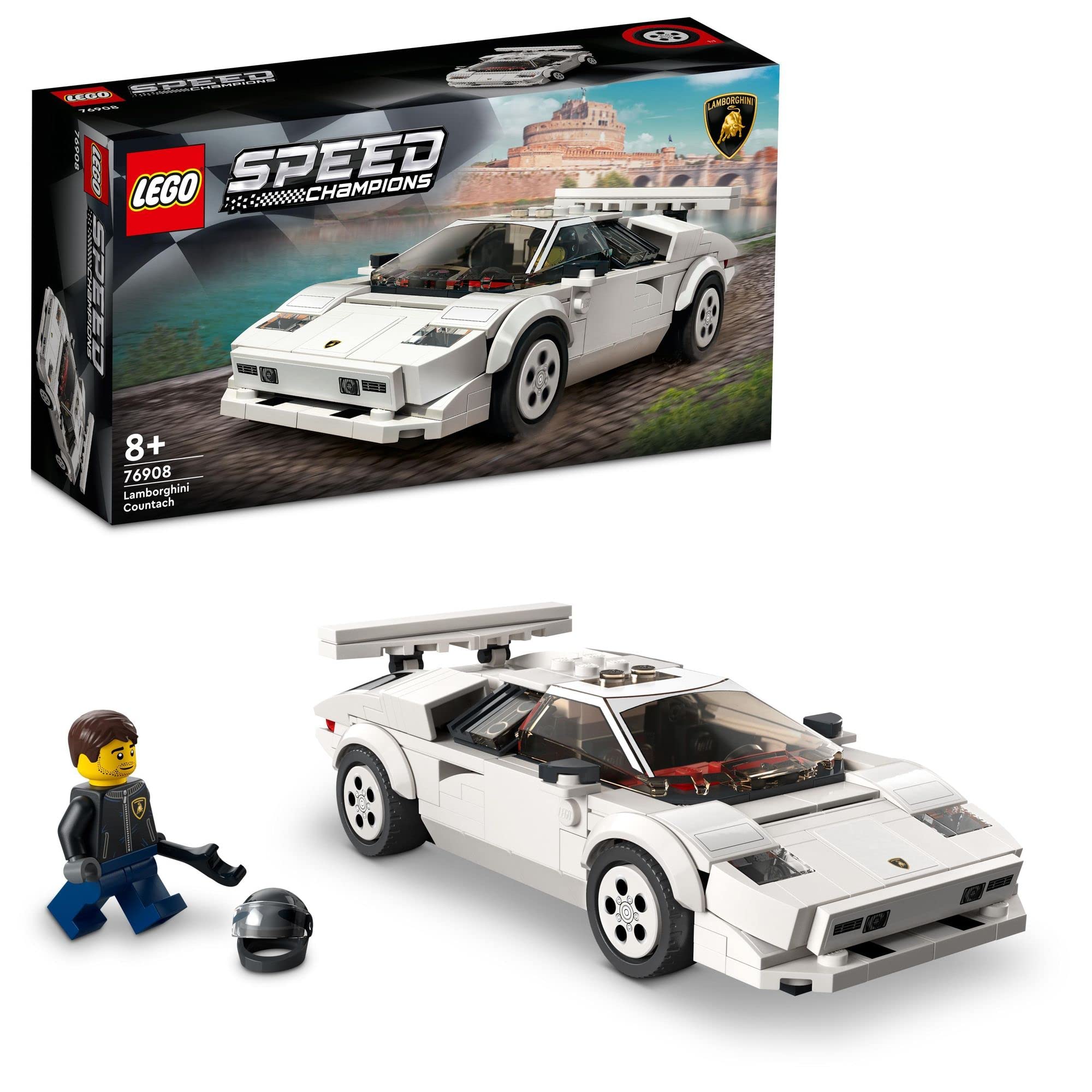 LEGO Speed Champions Lamborghini set with race car driver, perfect for imaginative racing adventures.
