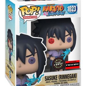 Sasuke Uchiha Funko Pop! collectible figure, Version 1.0.0, from Naruto with Rinnegan eyes.