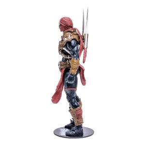 Muscular stealth warrior in black with red bandana and dual weapons, ready for battle.