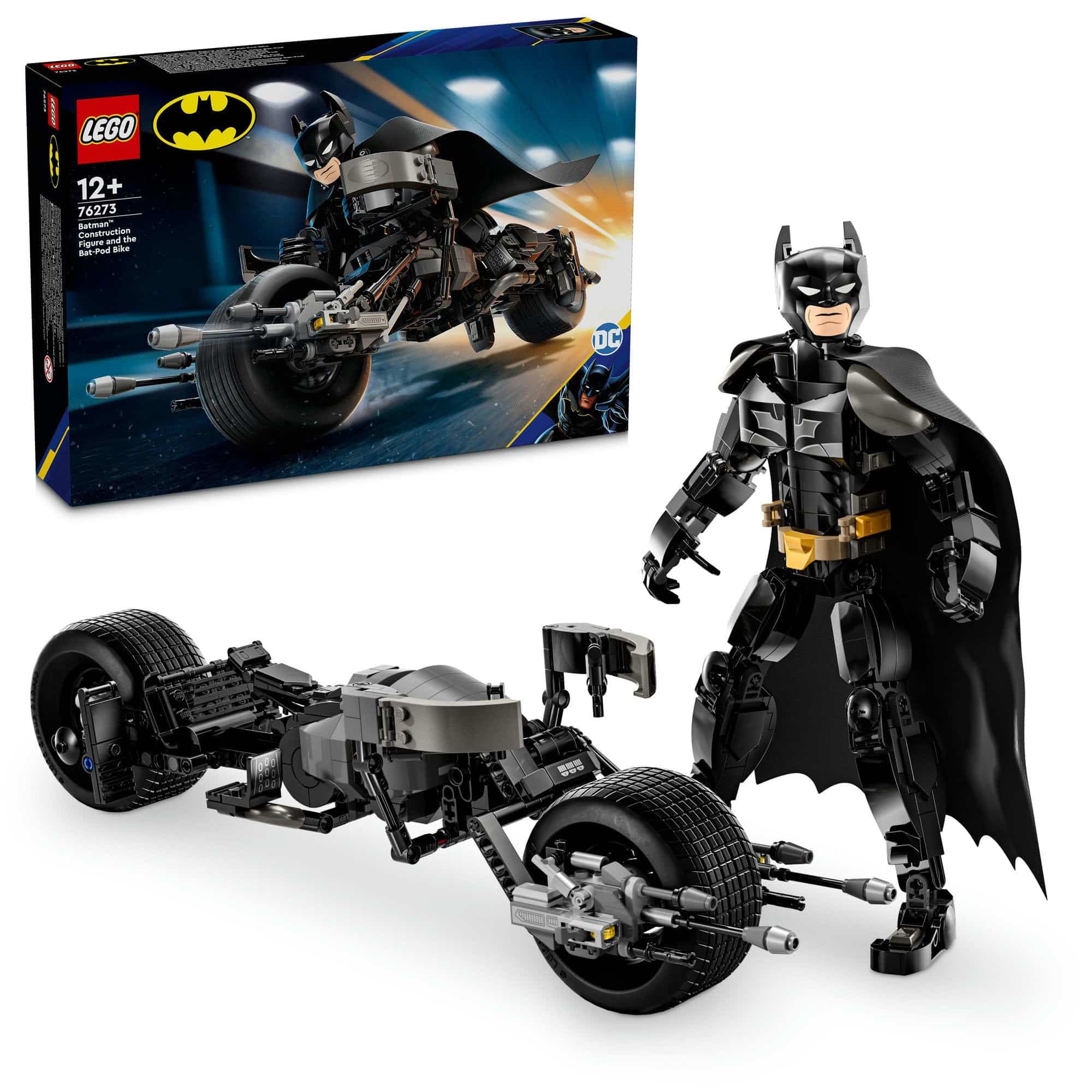 Batman LEGO set features dynamic figure and sleek motorcycle, perfect for thrilling Gotham adventures.
