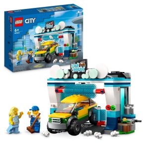 LEGO City Car Wash set with vibrant vehicle and playful minifigures for imaginative fun.